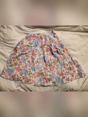 Vintage Floral Pastel Tiered Skirt - 100% Rayon For Extra Twirl